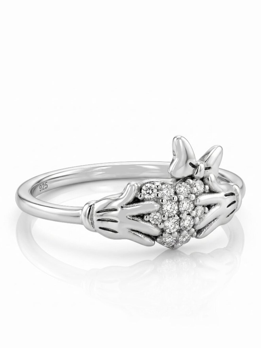 Disney Minnie Mouse claddagh style ring - 925 Sterling Silver